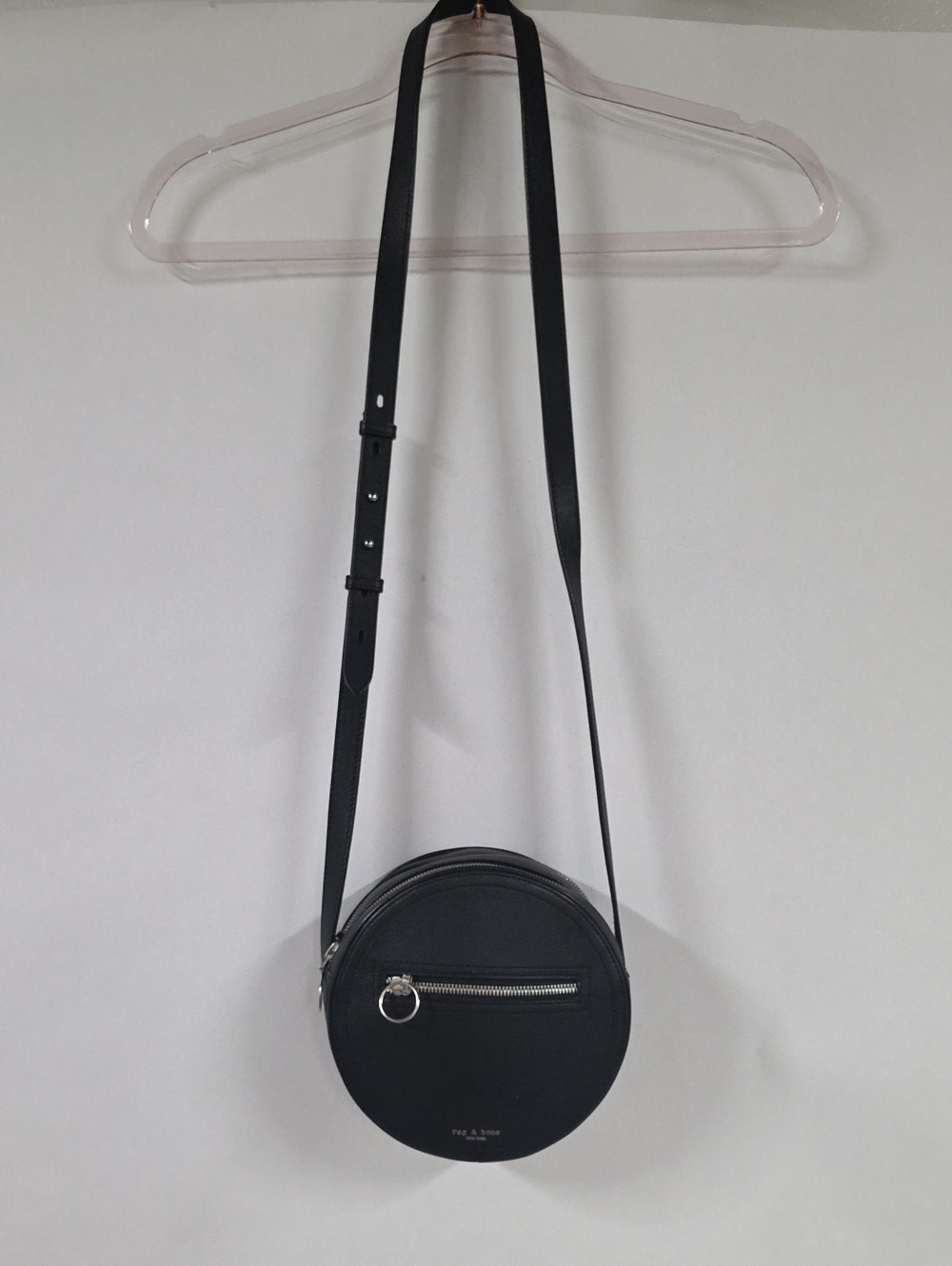 Rag & Bone New York Black Leather Circle Crossbody Bag w/Silver Hardware
